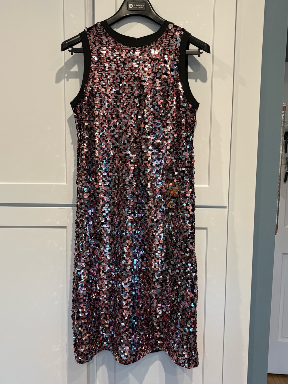 McQ by Alexander McQueen Rose Gold Sequin Midi Shift Dress